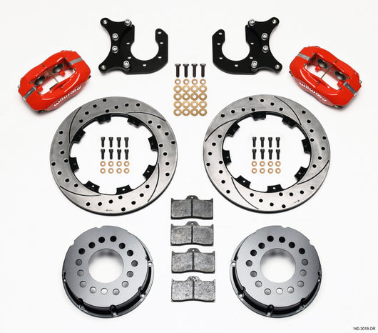Wilwood Forged Dynalite P/S Rear Kit Drilled Red Ford 8.8 w/2.5in Offset-5 Lug - 140-3018-DR