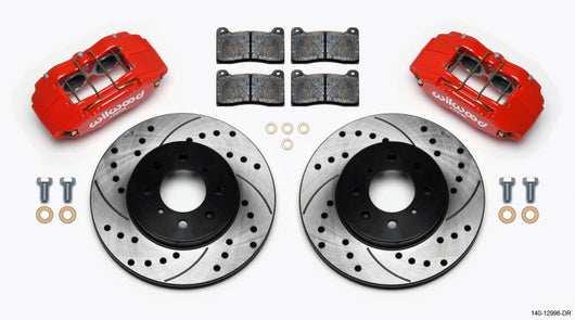 Wilwood DPHA Front Caliper & Rotor Kit Drill Red Honda / Acura w/ 262mm OE Rotor - 140-12996-DR