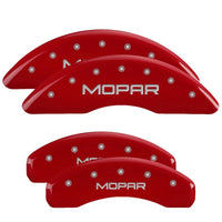 MGP 4 Caliper Covers Engraved Front & Rear MOPAR Red finish silver ch - 32002SMOPRD