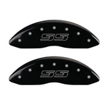 MGP 4 Caliper Covers Engraved Front & Rear Avalanche style/SS Black finish silver ch - 14004SSS1BK