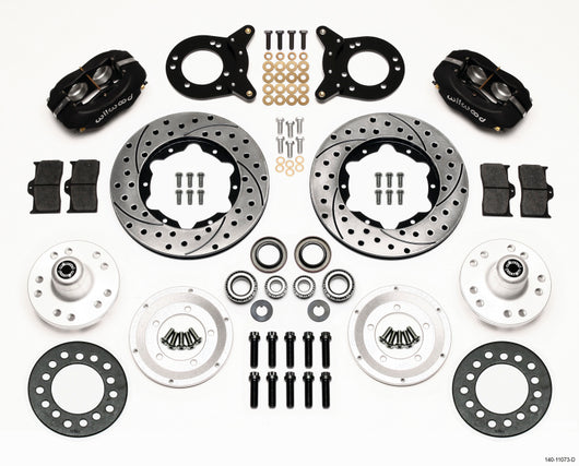 Wilwood Forged Dynalite Front Kit 11.00in Drilled 1970-1973 Mustang Disc & Drum Spindle - 140-11073-D