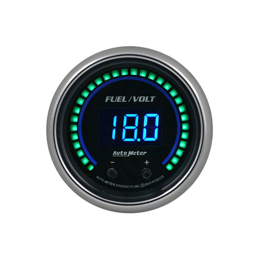 Autometer 52.4mm Black Switchable 0-100 Fuel Level / 8-18V Voltmeter Cobalt Elite Digital Gauge - 6709-CB