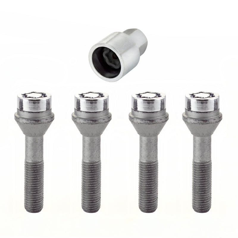 McGard Wheel Lock Bolt Set - 4pk. (Cone Seat) M12X1.5 / 17mm Hex / 49.2mm Shank Length - Chrome - 27014