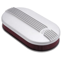 Edelbrock Air Cleaner Classic Series Oval Aluminum 17 5In X 9 35In X 4 45In Dual Carburetor - 41199