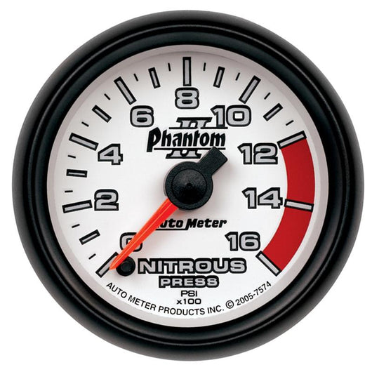 Autometer Phantom II 2-1/16in 0-1600 PSI Electrical Nitrous Pressure Gauge - 7574