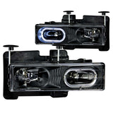 ANZO 1988-1998 Chevrolet C1500 Crystal Headlights Black w/ Halo - 111007