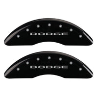 MGP 4 Caliper Covers Engraved Front & Rear With out stripes/Dodge Black finish silver ch - 12124SDD4BK