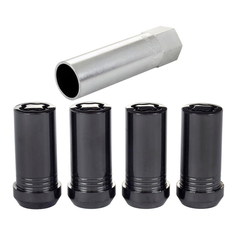 McGard Wheel Lock Nut Set - 4pk. (Tuner / Cone Seat) M14X1.5 / 1in. Hex / 1.935in. Length - Black - 25112