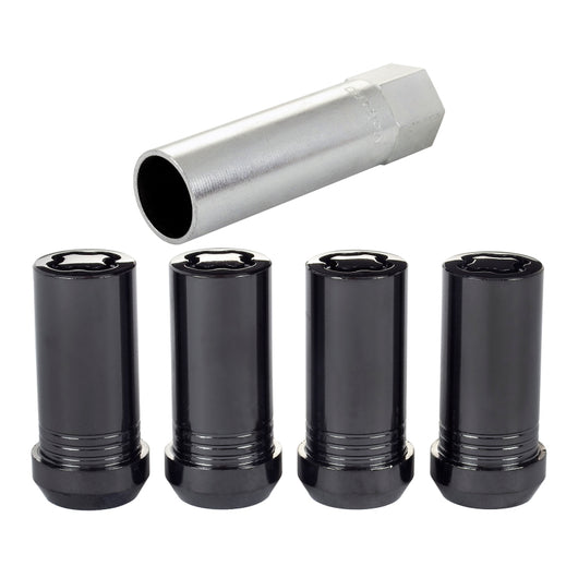 McGard Wheel Lock Nut Set - 4pk. (Tuner / Cone Seat) M14X1.5 / 1in. Hex / 1.935in. Length - Black - 25112