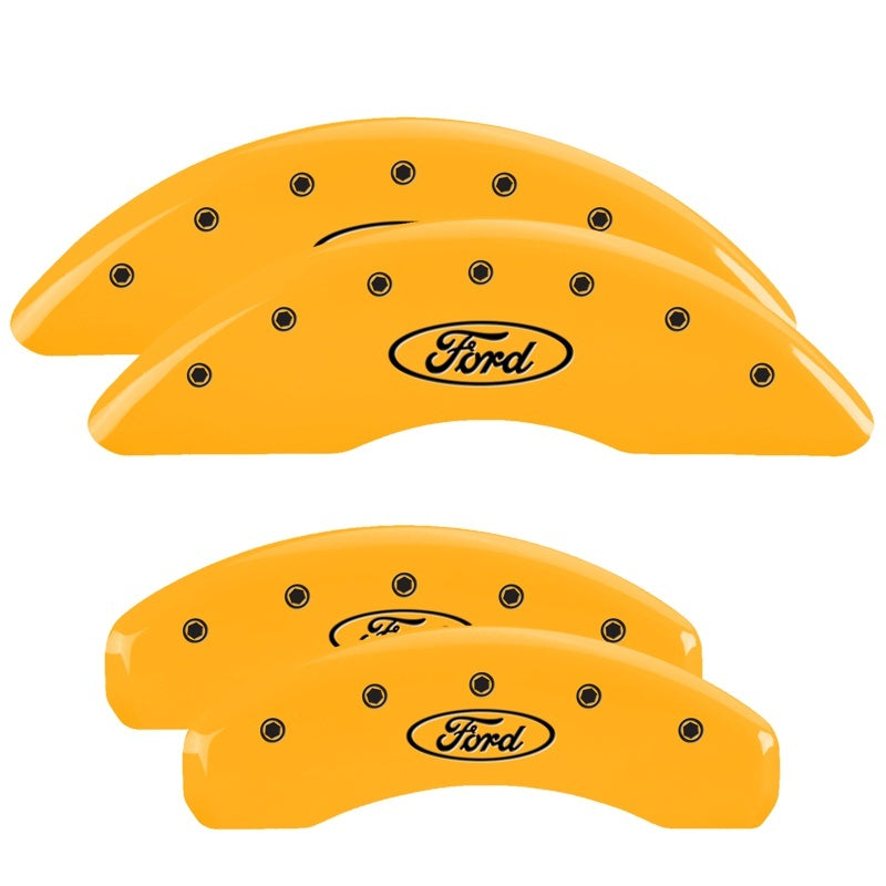 MGP 4 Caliper Covers Engraved F & R Oval Logo/Ford Yellow Finish Black Char 2007 Ford Expedition - 10023SFRDYL