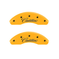 MGP 4 Caliper Covers Engraved F & R Cursive/Cadillac Yellow Finish Black Char 1998 Cadillac DeVille - 35006SCADYL