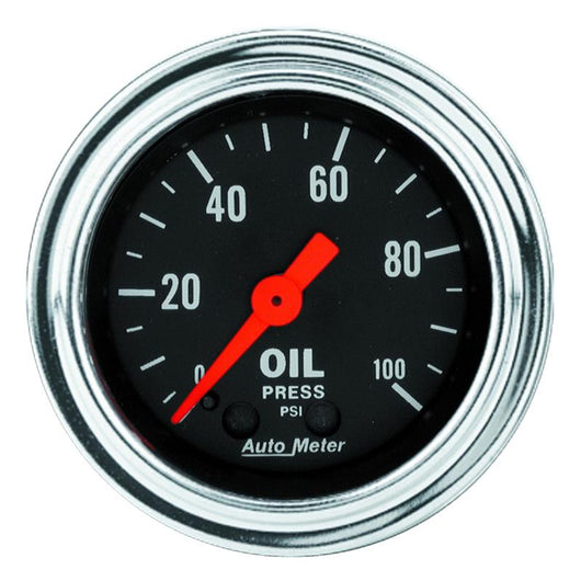 Autometer Traditional Chrome 2-1/16in 100 PSI Mechanical Oil Pressure Gauge - 2421