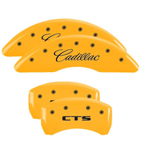 MGP 4 Caliper Covers Engraved Front & Rear Cursive/Cadillac Yellow finish black ch - 35011SCADYL
