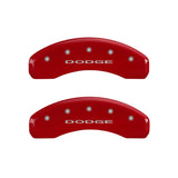 MGP 4 Caliper Covers Engraved Front & Rear With out stripes/Dodge Red finish silver ch - 12043SDD4RD