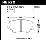 Hawk 06-11 Mazda Miata Mx-5 (inc Club Spec/Grand Touring/Sport/SV/Touring HT-10 Race Front Brake Pad - HB522S.565