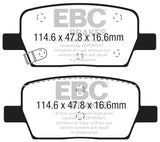 EBC 2016+ Cadillac CT6 2.0L Turbo Ultimax2 Rear Brake Pads - UD1914
