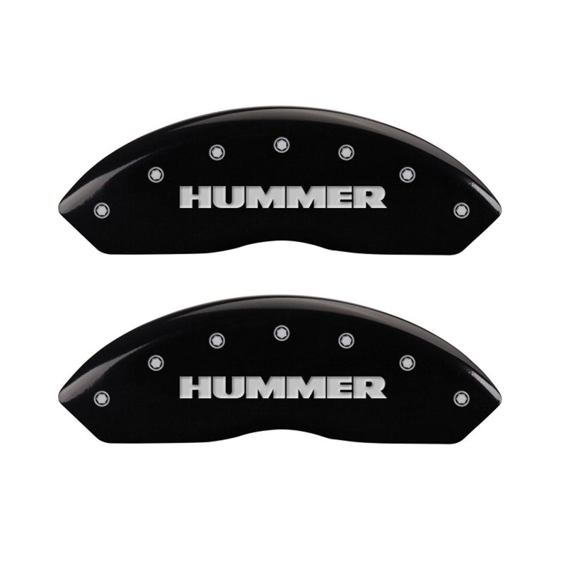 MGP 4 Caliper Covers Engraved Front & Rear Hummer Black finish silver ch - 52003SHUMBK