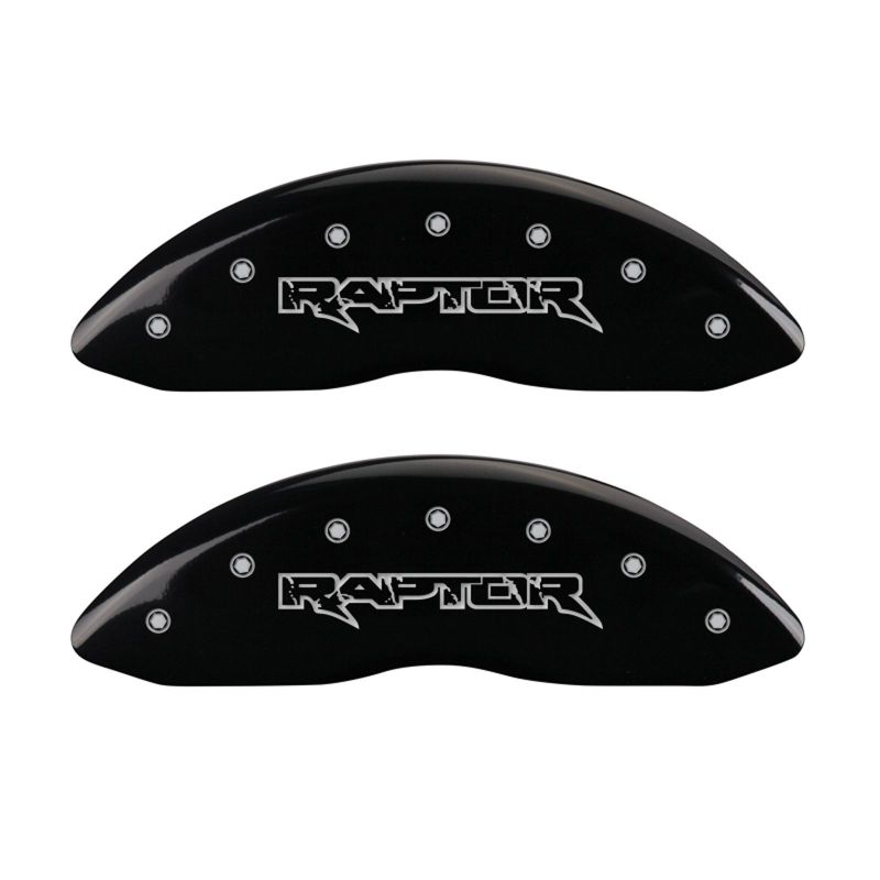 MGP 4 Caliper Covers Engraved Front & Rear Raptor Black finish silver ch - 10213SRPTBK