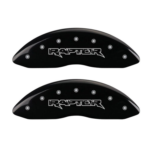 MGP 4 Caliper Covers Engraved Front & Rear Raptor Black finish silver ch - 10219SRPTBK