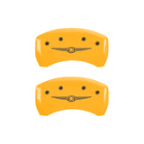MGP 4 Caliper Covers Engraved Front & Rear Style 1/Chrysler Wing Yellow finish black ch - 32023SCW1YL