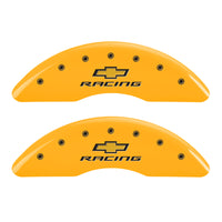 MGP 4 Caliper Covers Engraved F & R Chevy Racing Yellow Finish Black Char 2016 Chevrolet Camaro - 14241SBRCYL