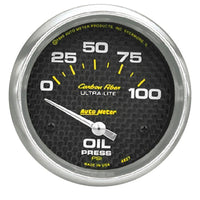 Autometer Carbon Fiber 66.7mm Short Sweep Electronic 0-100 PSI Oil Pressure Gauge - 4827