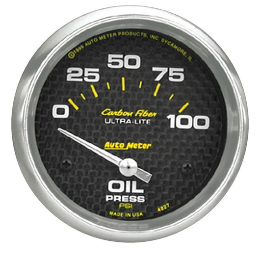 Autometer Carbon Fiber 66.7mm Short Sweep Electronic 0-100 PSI Oil Pressure Gauge - 4827