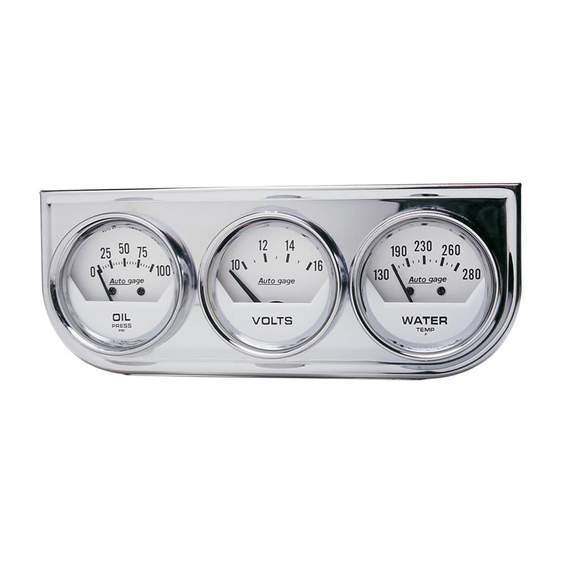 Autometer AutoGage 2in 0-100 PSI Oil Press/ 16 Volt / 130-280 Deg Water Temp - Chrome Bezel - 2325