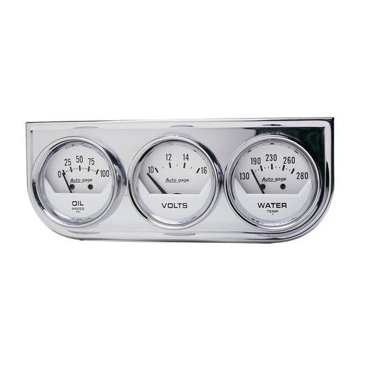Autometer AutoGage 2in 0-100 PSI Oil Press/ 16 Volt / 130-280 Deg Water Temp - Chrome Bezel - 2325