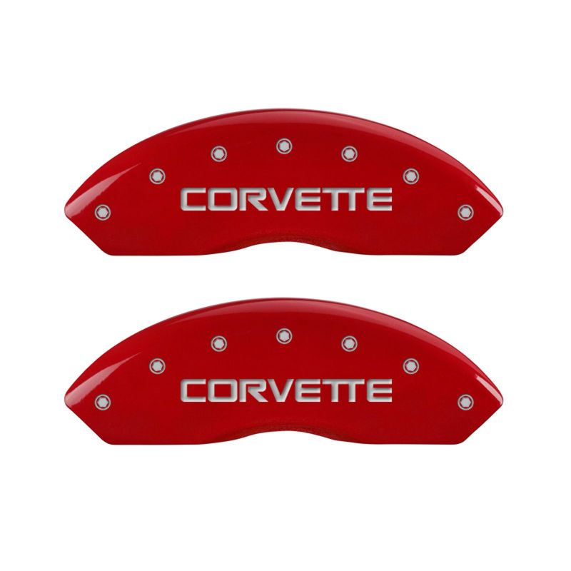 MGP 4 Caliper Covers Gloss Red Engraved with Corvette C4 (Full Kit 4 Pieces) - 13013SCV4RD
