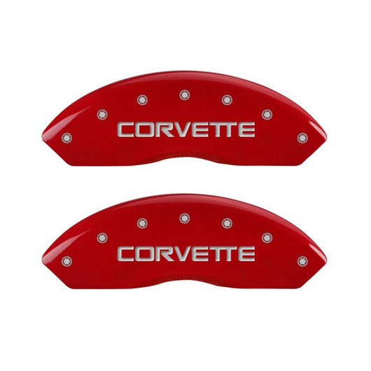 MGP 4 Caliper Covers Gloss Red Engraved with Corvette C4 (Full Kit 4 Pieces) - 13013SCV4RD