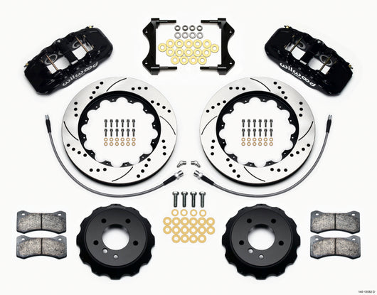 Wilwood AERO6 Front Hat Kit 14.00 Drilled 2007-2011 BMW E90 Series w/Lines - 140-13582-D