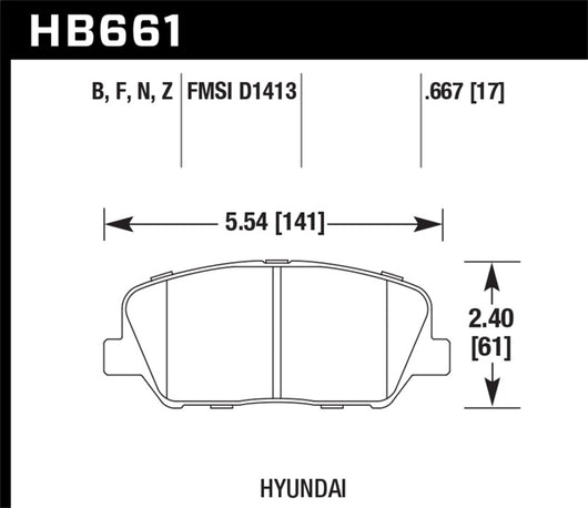 Hawk 10 Hyundai Genesis Coupe (w/o Brembo Breaks) HP+ Autocross Front Brake Pads - HB661N.667