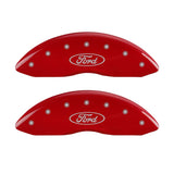 MGP 4 Caliper Covers Engraved Front & Rear Oval logo/Ford Red finish silver ch - 10217SFRDRD