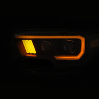 ANZO 2016-2017 Toyota Tacoma Projector Headlights w/ Plank Style Switchback Black w/ Amber - 111396