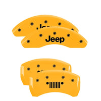 MGP 4 Caliper Covers Engraved Front JEEP Engraved Rear JEEP Grill logo Yellow finish black ch - 42016SJPLYL