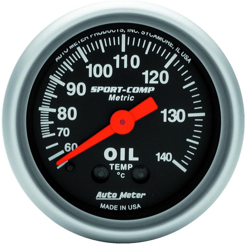 Autometer Sport 2in Oil Temp Metric, 60-140c. Mech - 3341-M