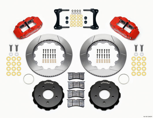 Wilwood Narrow Superlite 4R Front Hat Kit 14.00in Red 2007-Up Jeep Wrangler - 140-12440-R