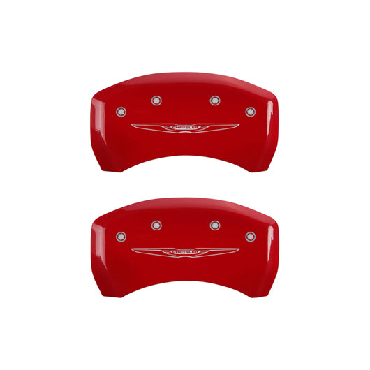 MGP 4 Caliper Covers Engraved Front & Rear Style 2/Chrysler Wing Yellow finish black ch - 32022SCW2YL