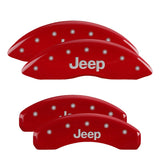 MGP 4 Caliper Covers Engraved Front & Rear JEEP Red finish silver ch - 42004SJEPRD
