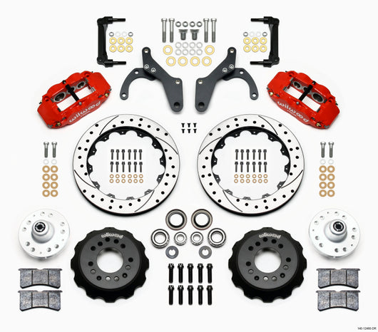 Wilwood Narrow Superlite 6R Front Hub Kit 12.88in Drill Red 59-64 Chevy Impala / 63-64 Corvette - 140-12460-DR