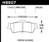 Hawk 08-09 Pontiac G8 3.6 Base/6.0 HPS Street Rear Brake Pads - HB607F.616