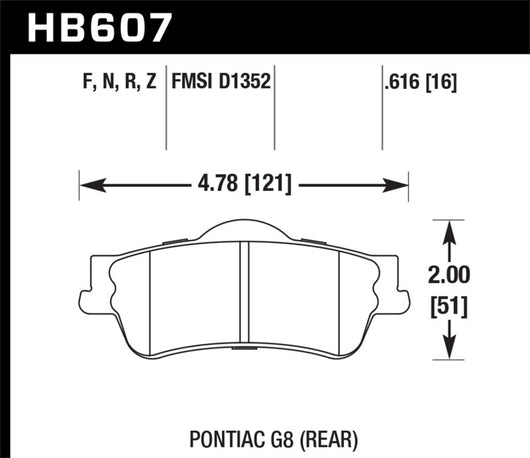 Hawk 08-09 Pontiac G8 3.6 Base/6.0 Performance Ceramic Street Rear Brake Pads - HB607Z.616