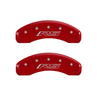 MGP 4 Caliper Covers Engraved Front Gen 5/Camaro Engraved Rear Gen 5/RS Yellow finish black ch - 14240SCR5YL