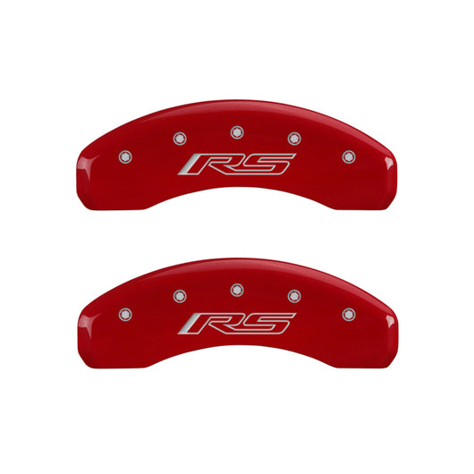 MGP 4 Caliper Covers Engraved Front Gen 5/Camaro Engraved Rear Gen 5/RS Yellow finish black ch - 14240SCR5YL