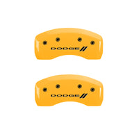 MGP 4 Caliper Covers Engraved F & R w/ Stripes/Dodge Yellow Finish Black Char 2005 Dodge Neon - 12127SDD3YL