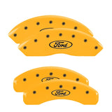 MGP 4 Caliper Covers Engraved Front & Rear Oval logo/Ford Yellow finish black ch - 10119SFRDYL