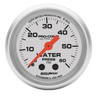 Autometer Ultra-Lite 52mm 60 PSI Mechanical Water Pressure Gauge - 4324