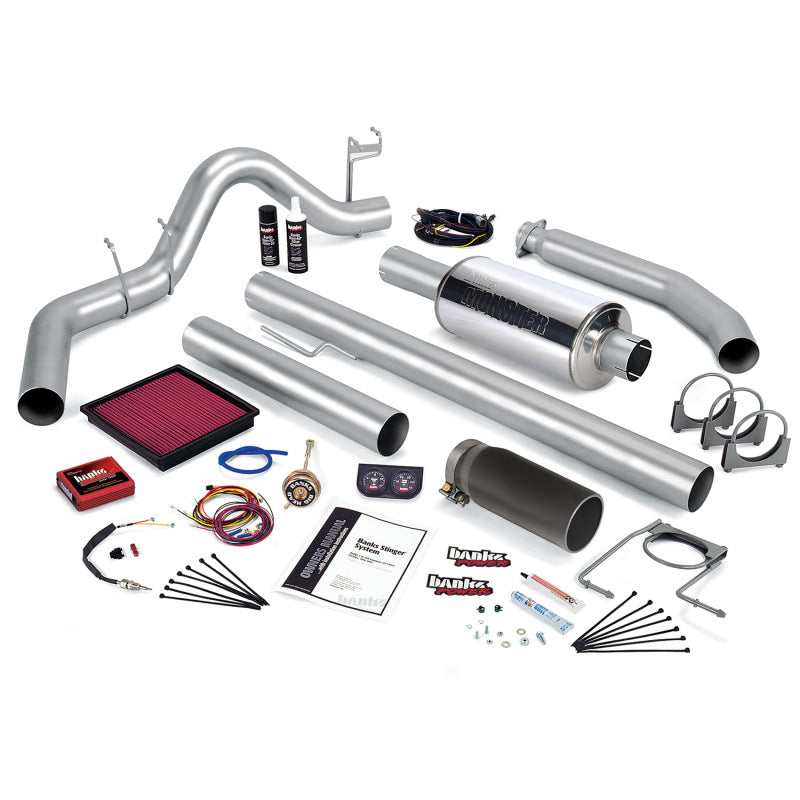 Banks Power 01 Dodge 5.9L 245Hp Ext Cab Stinger System - SS Single Exhaust w/ Black Tip - 49367-B