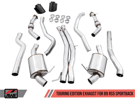 AWE Tuning Audi B9 RS 5 Sportback Touring Edition Exhaust-Non Resonated- Diamond Black RS Style Tips - 3015-33114
